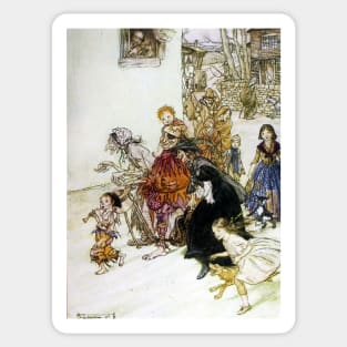 The Dogs Do Bark - Mother Goose - Arthur Rackham Sticker